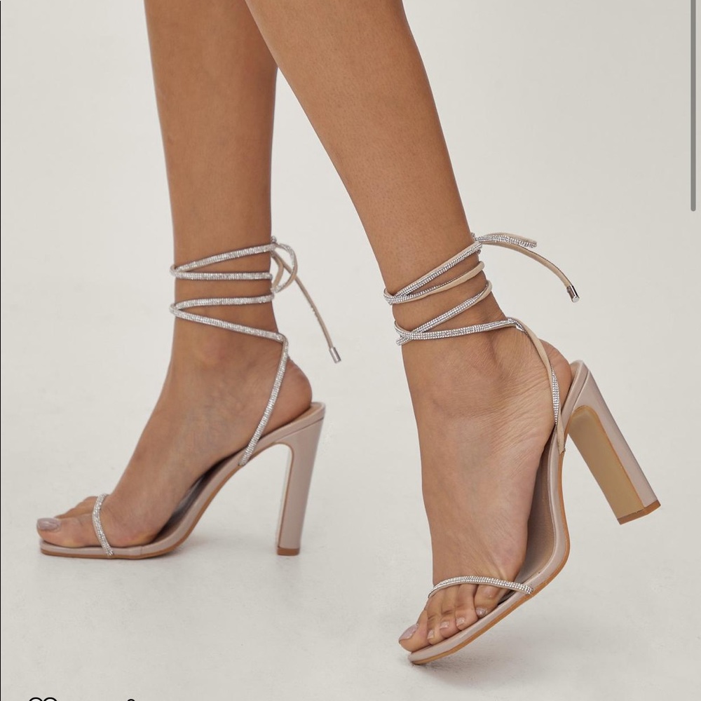 Patent Diamante Strap Strappy Heels